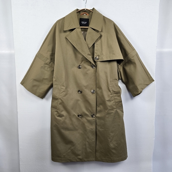 OROLAY Women's Double Breasted Trench Coat Classic Jacket Belted Lapel Coat - Picture 4 of 15